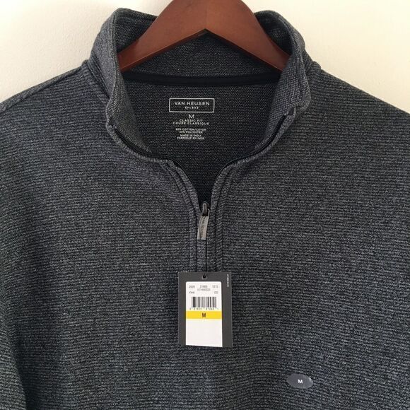 Van Heusen Flex NWT Gray Quarter Zip Pullover - Picture 6 of 7
